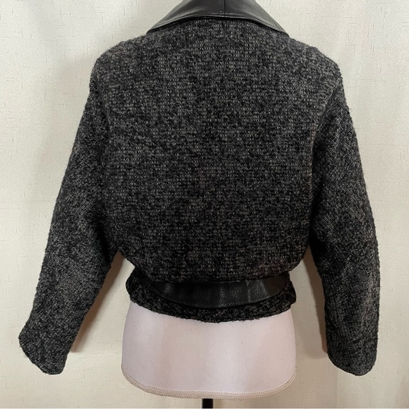 Vintage Leather Trimmed Wool Boucle Jacket - Picture 9 of 10